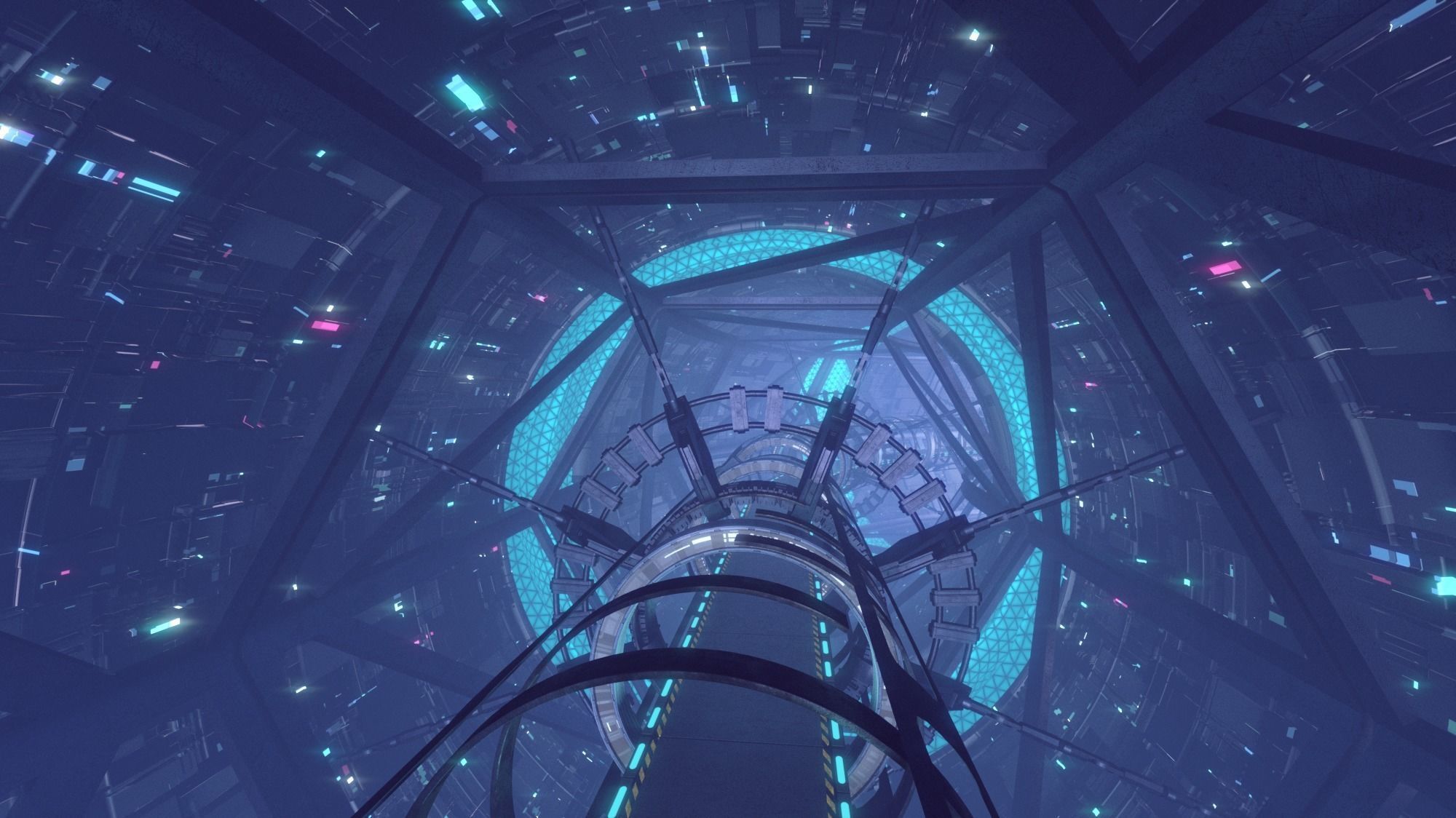 scifi space Corridor  Bridge Tunnel 3D model_4