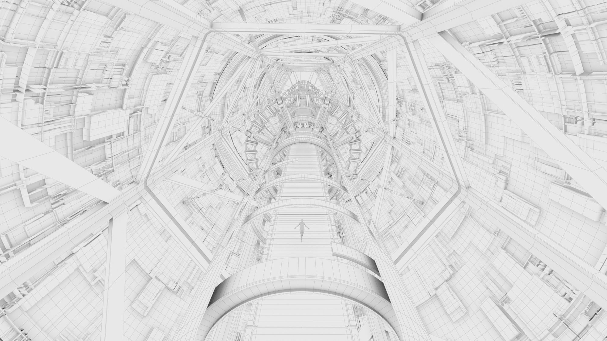 scifi space Corridor  Bridge Tunnel 3D model_8