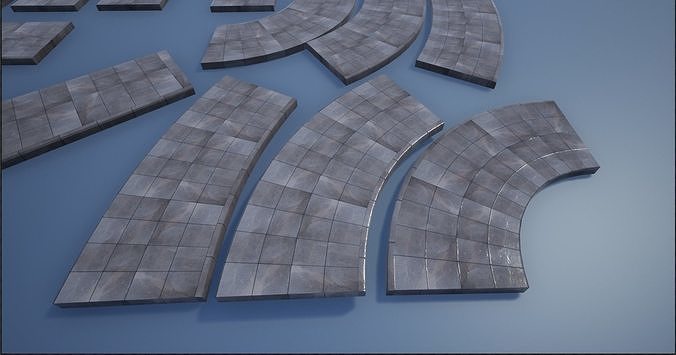 Lowpoly Modular PBR Pavements 5 Low-poly 3D model 7