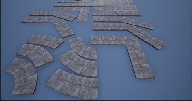 Lowpoly Modular PBR Pavements 5 Low-poly 3D model 5
