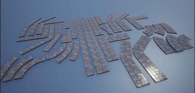 Lowpoly Modular PBR Pavements 5 Low-poly 3D model 2