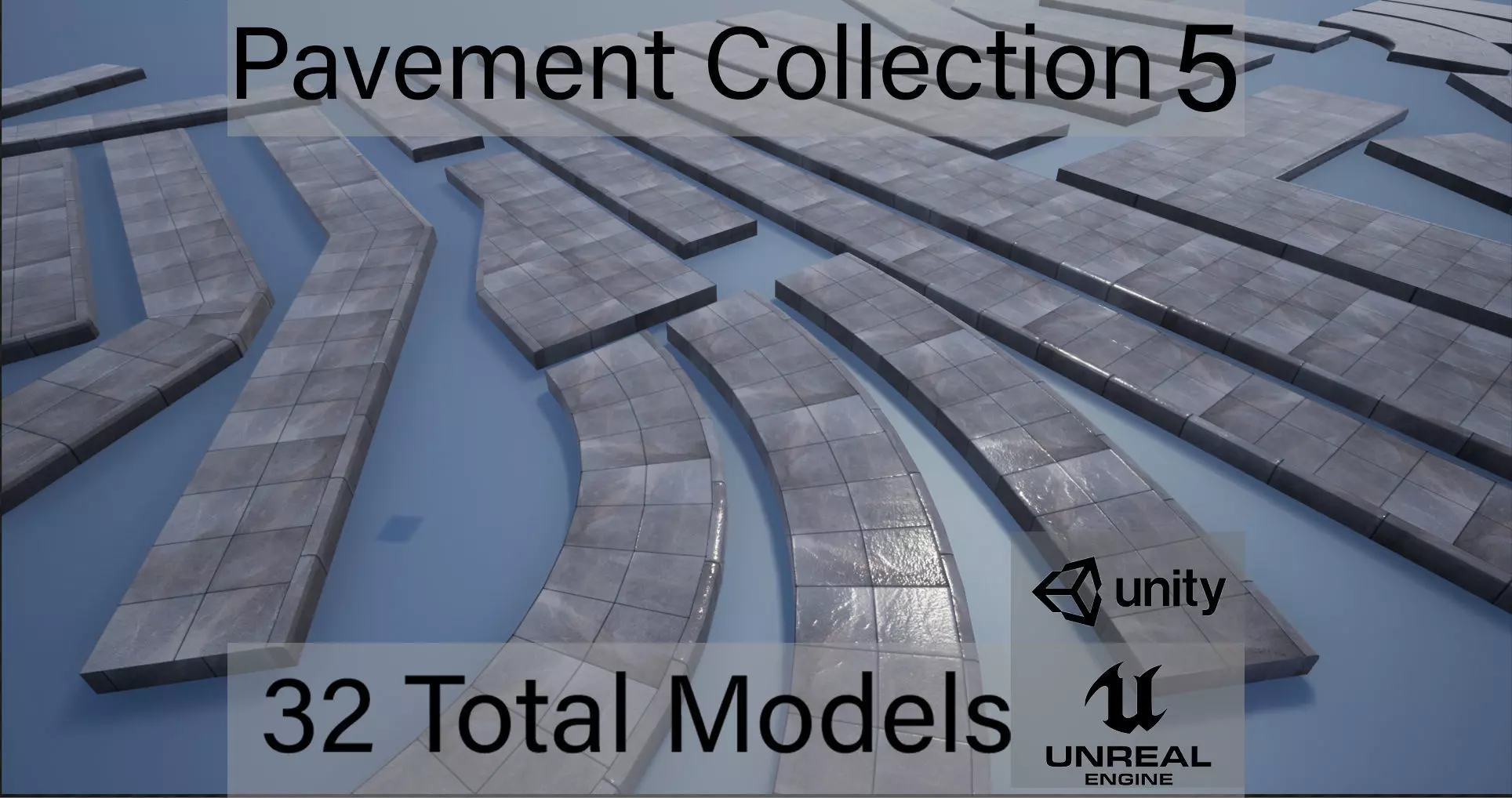 Lowpoly Modular PBR Pavements 5 Low-poly 3D model_0