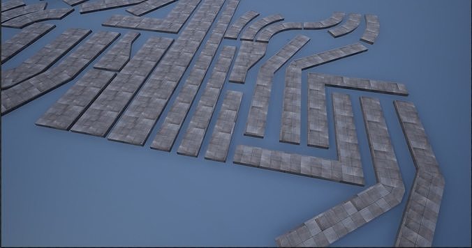 Lowpoly Modular PBR Pavements 5 Low-poly 3D model 4