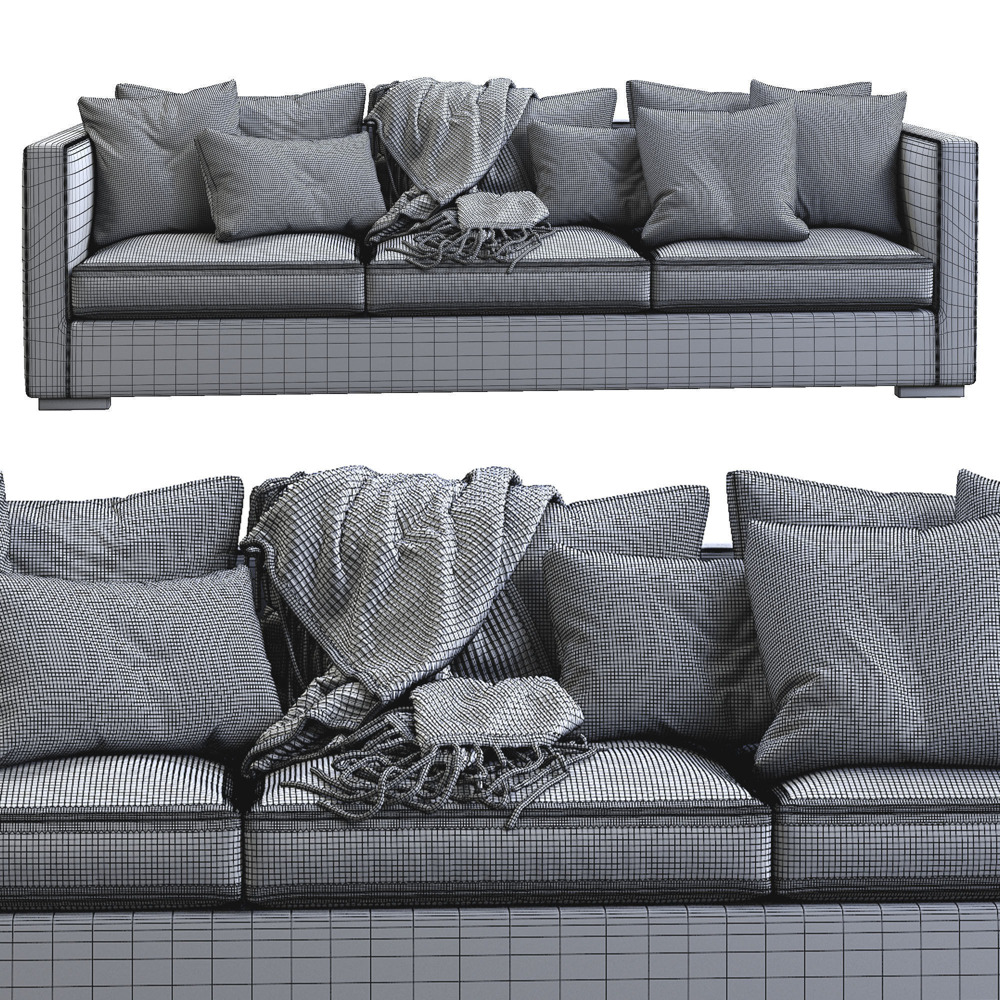 Meridiani Leather Sofa Belmon 3D model_4