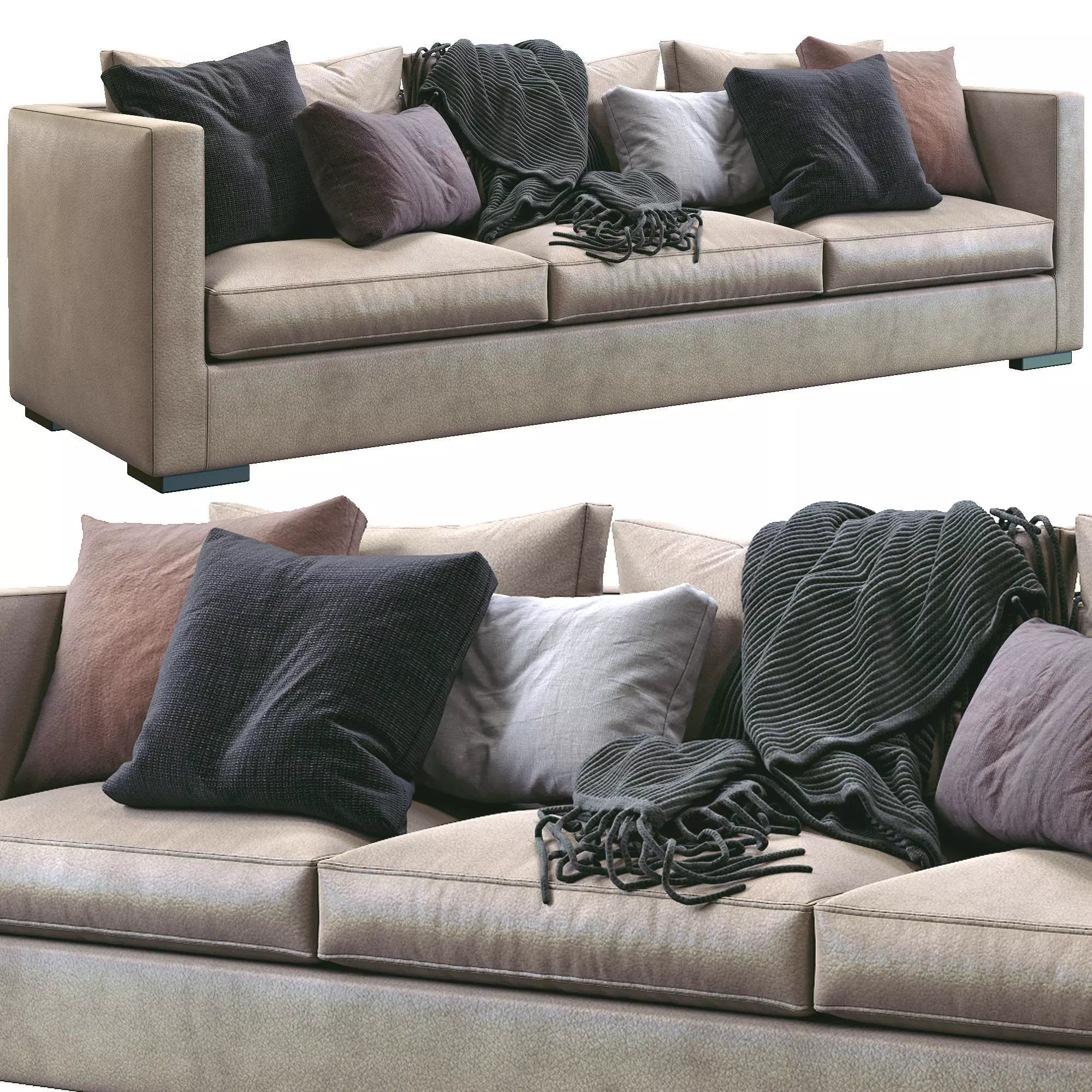 Meridiani Leather Sofa Belmon 3D model_0