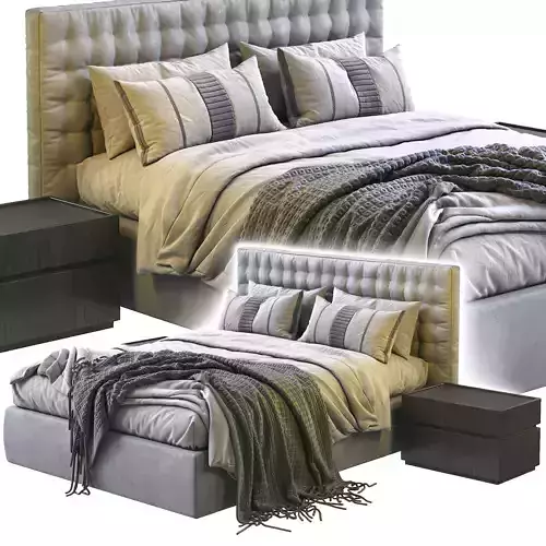 Md House Leather Bed LINE 3D model