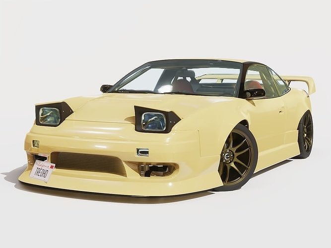 Cream Drift S13 240SX Fully Rigged 3D model