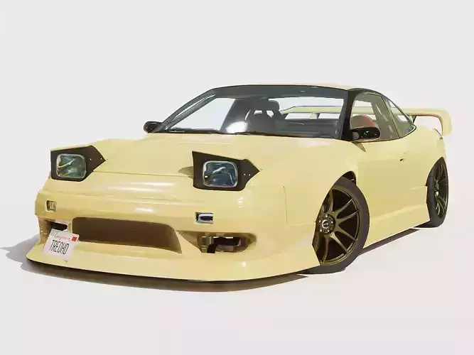 Cream Drift S13 240SX Fully Rigged 3D model