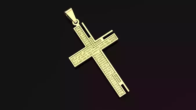 Cross 3D print model christian pendant in gold