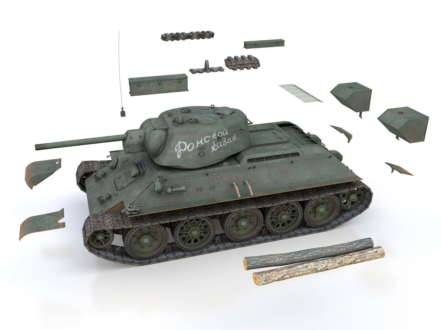 T-34-76 UZTM- Model 1942 - Soviet tank - 19 Tank Corps 3D model_11