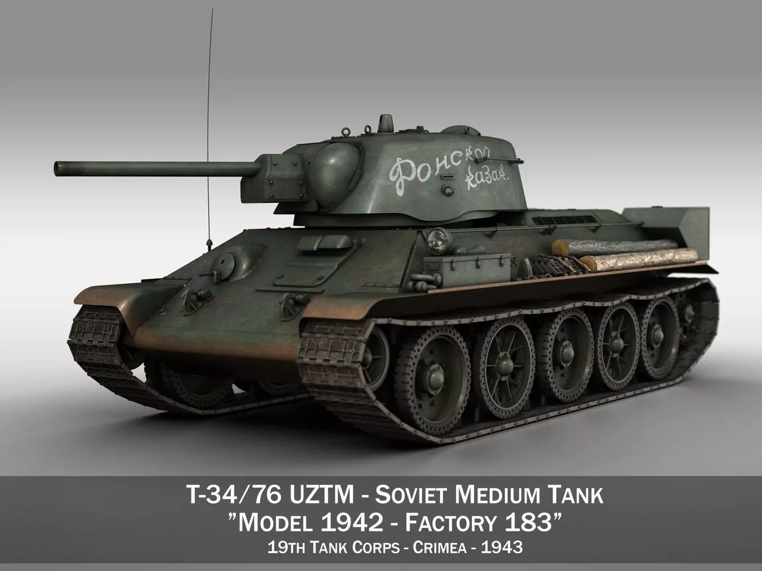T-34-76 UZTM- Model 1942 - Soviet tank - 19 Tank Corps 3D model_0