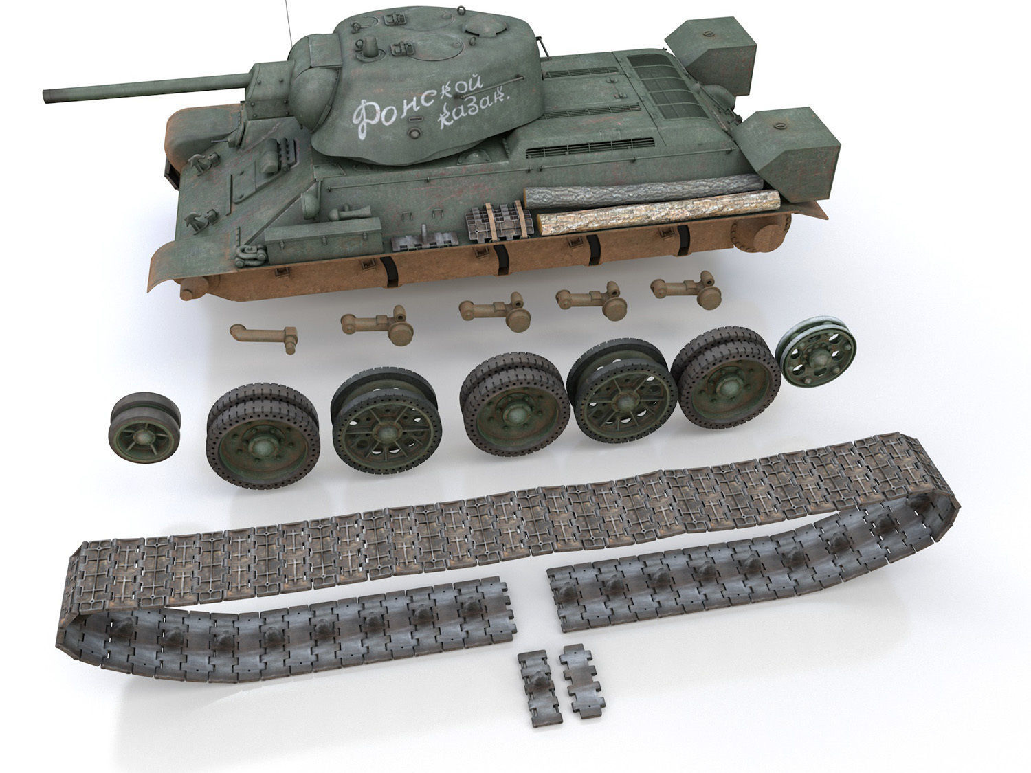 T-34-76 UZTM- Model 1942 - Soviet tank - 19 Tank Corps 3D model_10