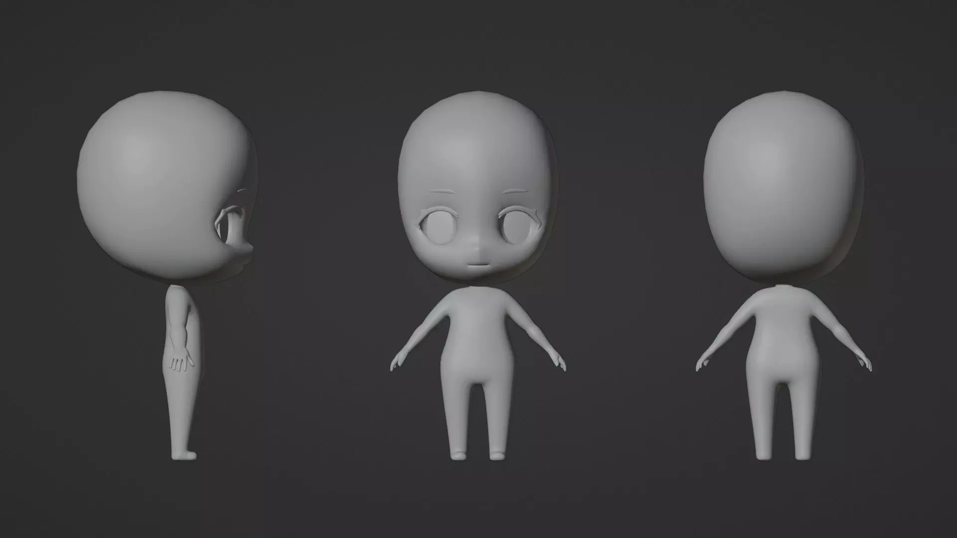 Chibi Base Character 3D Model Low-poly 3D model_0