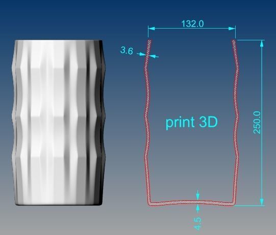 Vase 3D print model cup with wavy pattern 3D print model_5