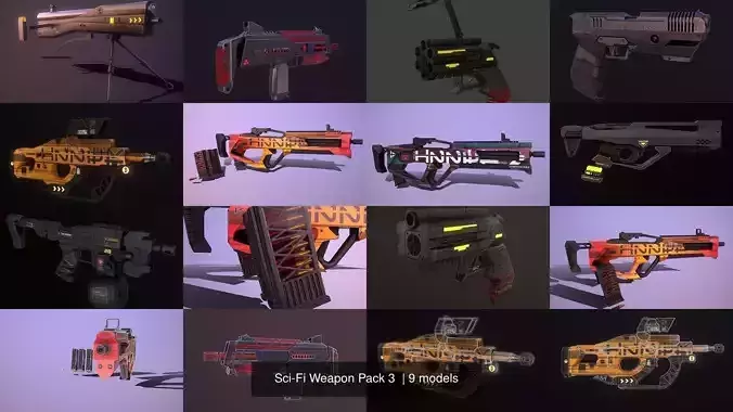 Sci-Fi Weapon Pack 3  3D Model Collection
