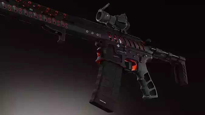Skeletonized AR15 Skelred Low-poly 3D model