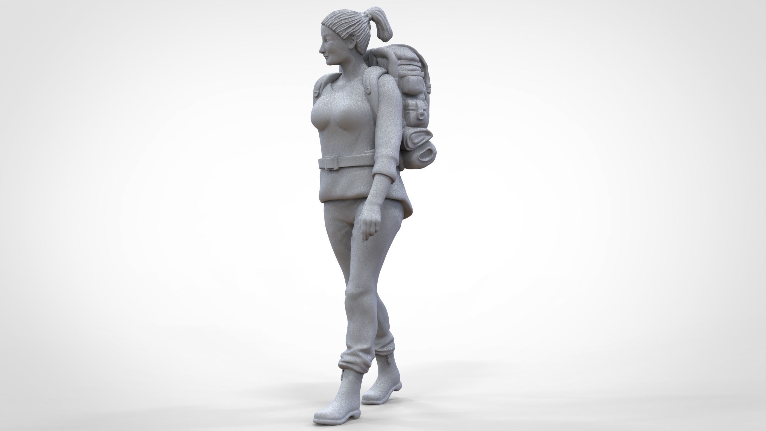 N3 walking Hiker Woman 1 64 Miniature  3D print model_24