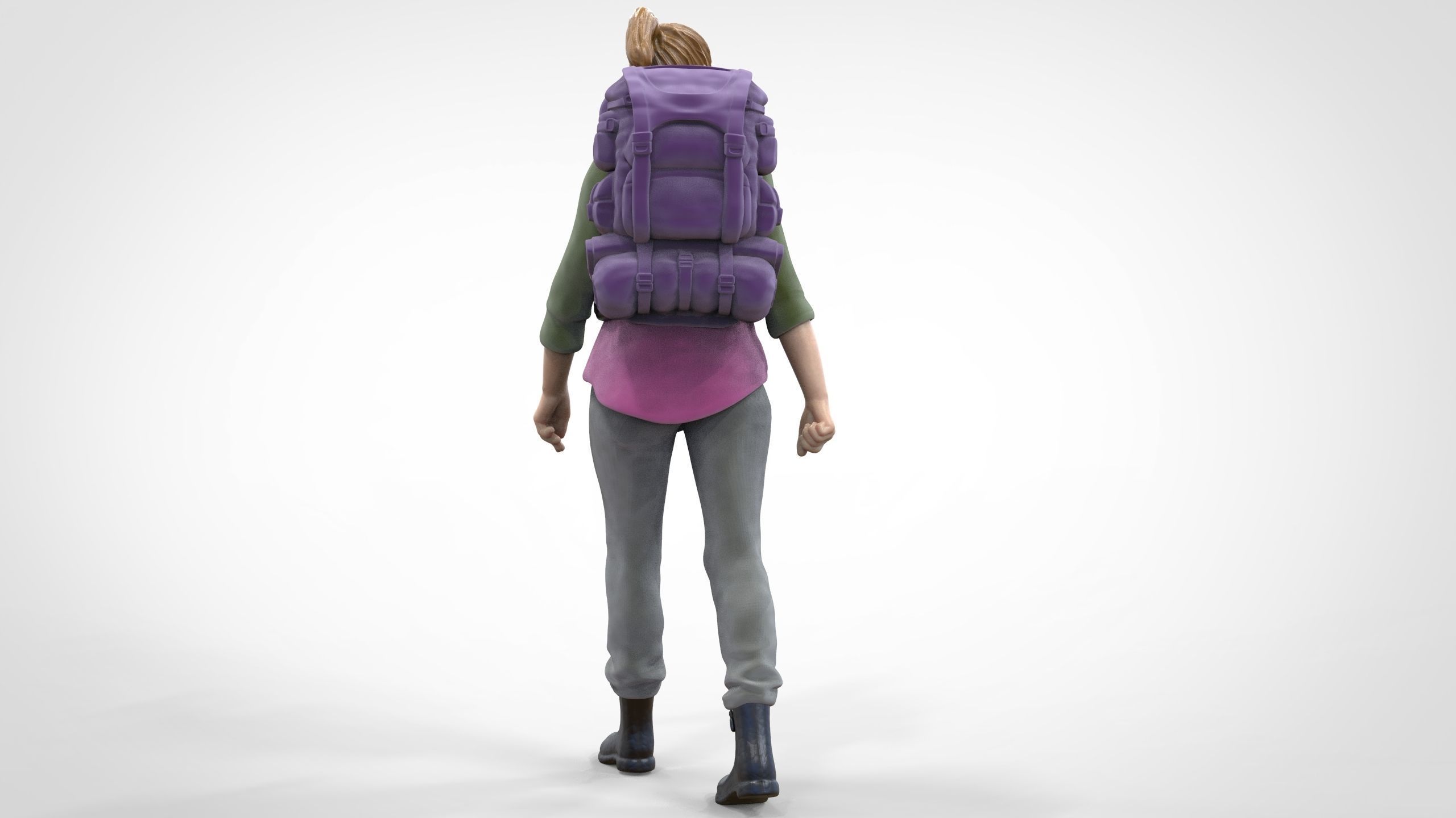 N3 walking Hiker Woman 1 64 Miniature  3D print model_13