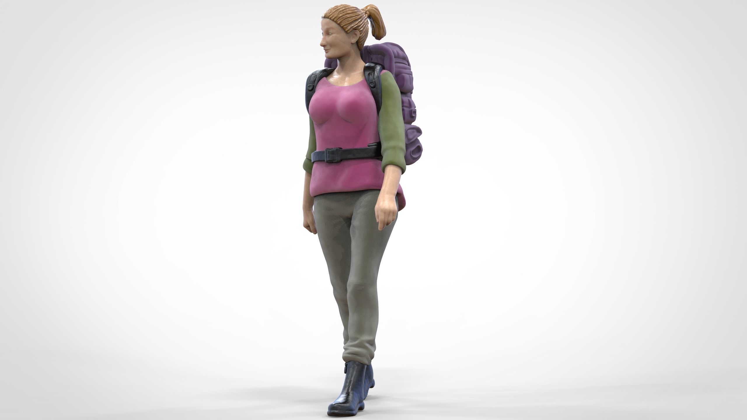 N3 walking Hiker Woman 1 64 Miniature  3D print model_5
