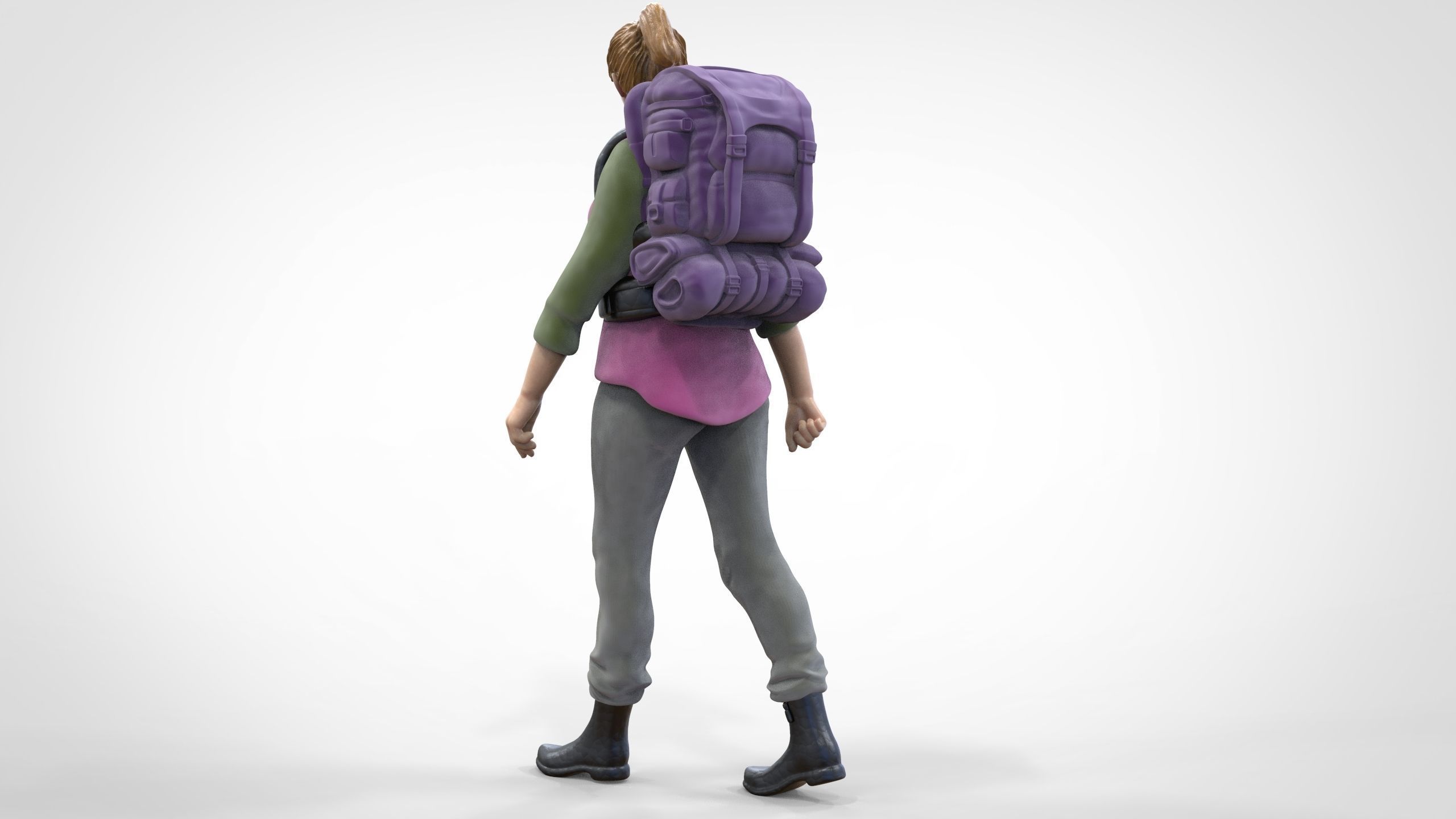 N3 walking Hiker Woman 1 64 Miniature  3D print model_11