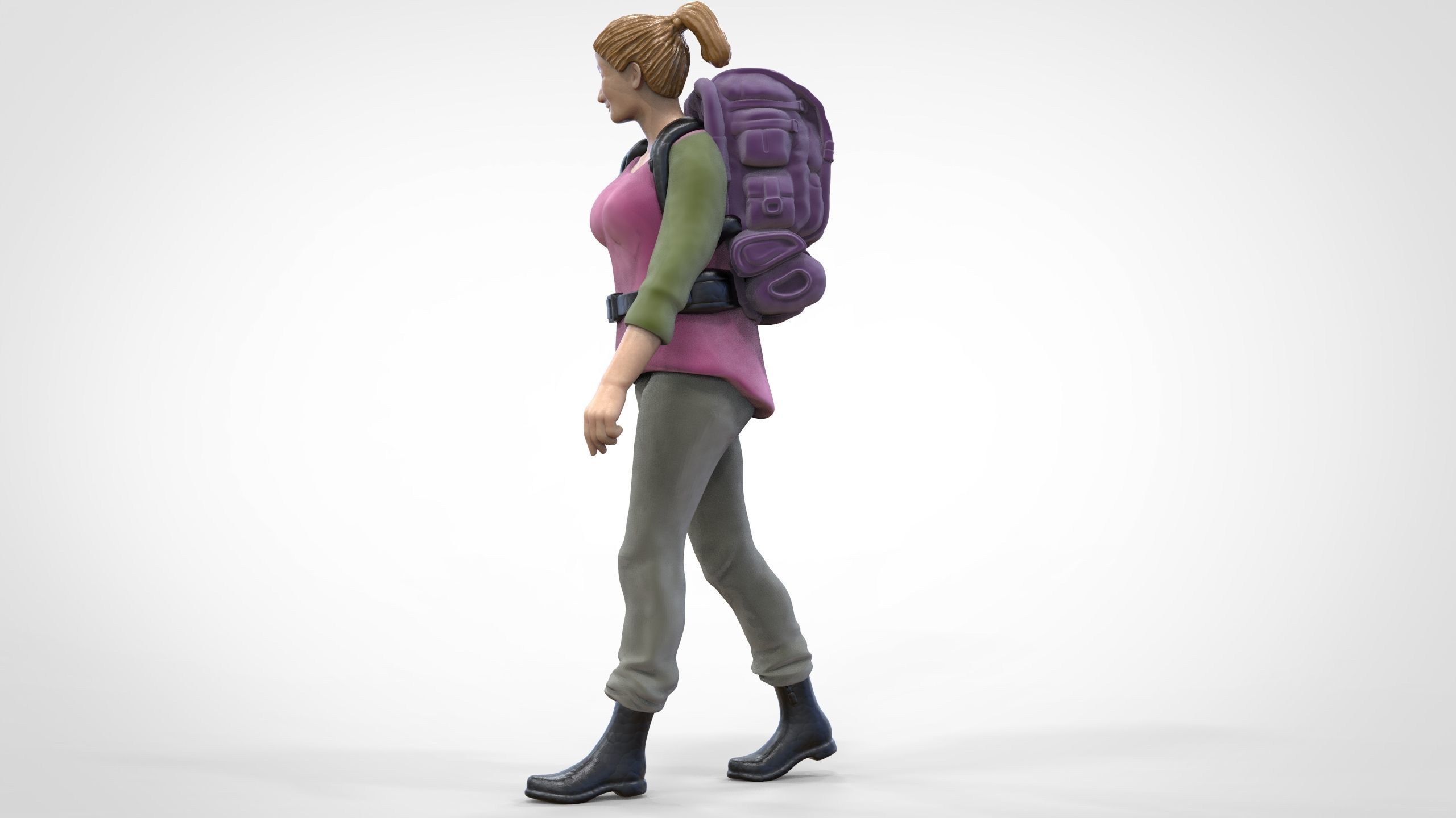 N3 walking Hiker Woman 1 64 Miniature  3D print model_8