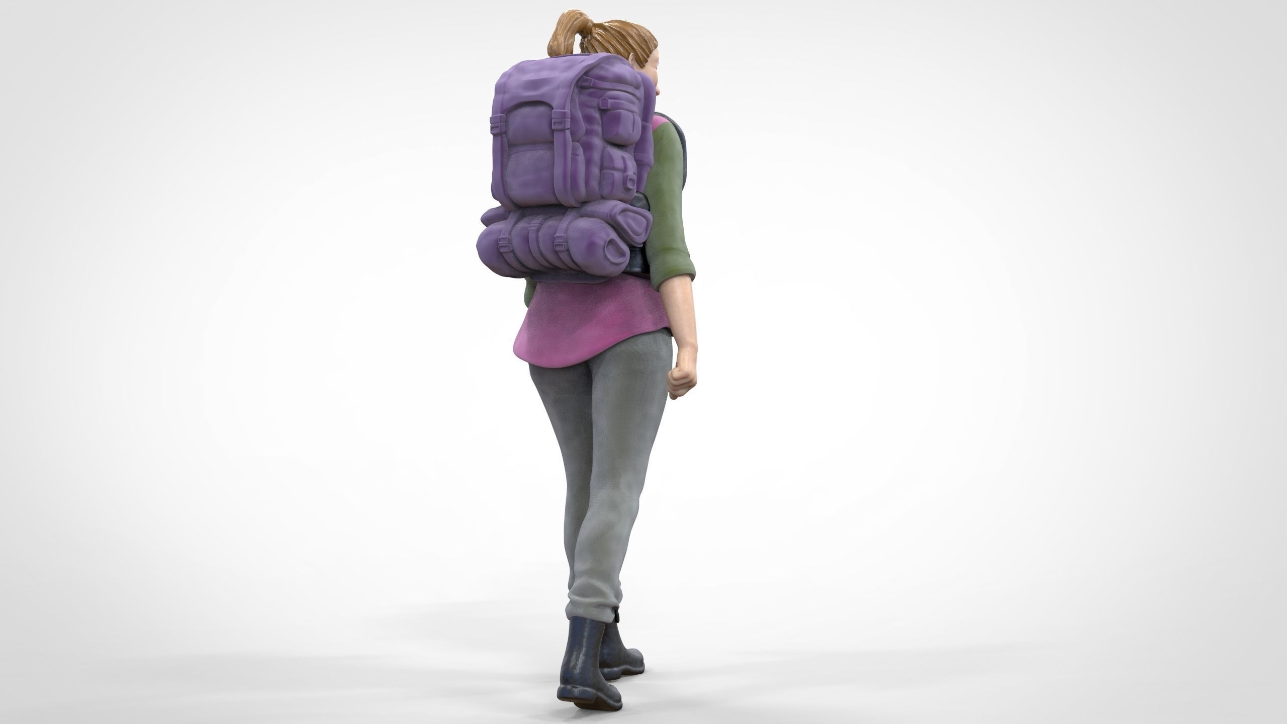 N3 walking Hiker Woman 1 64 Miniature  3D print model_15