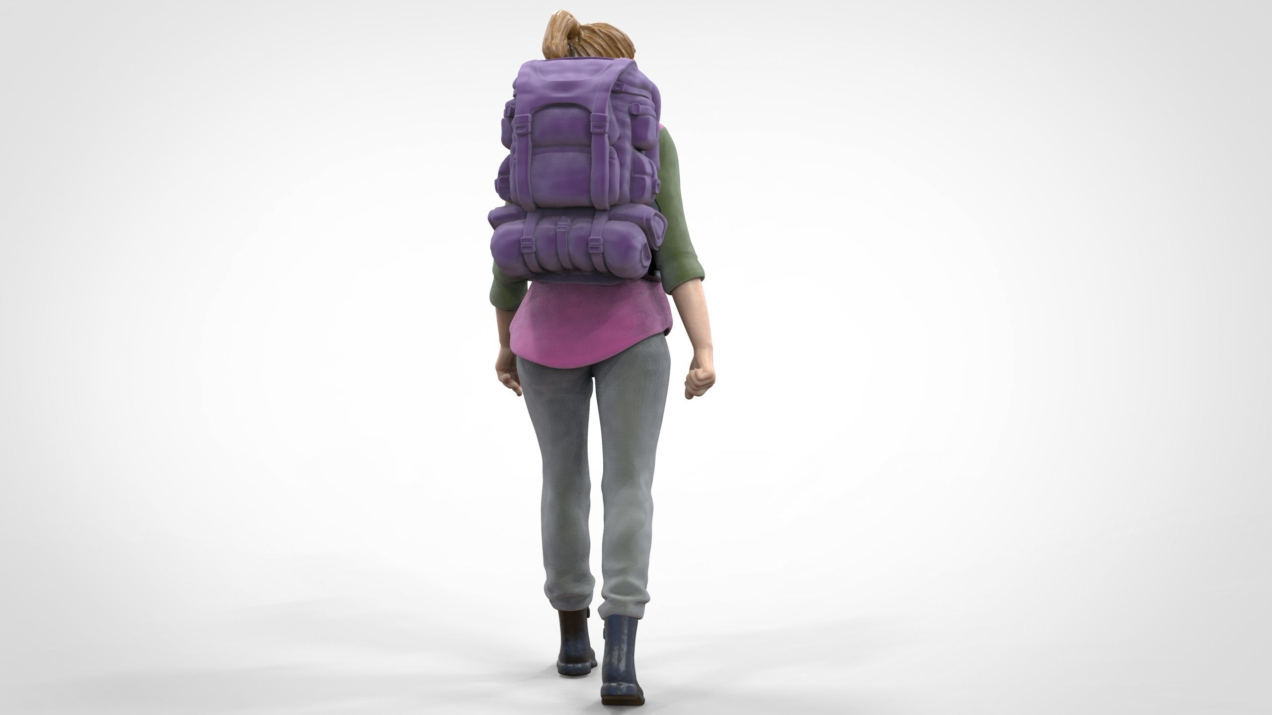N3 walking Hiker Woman 1 64 Miniature  3D print model_14
