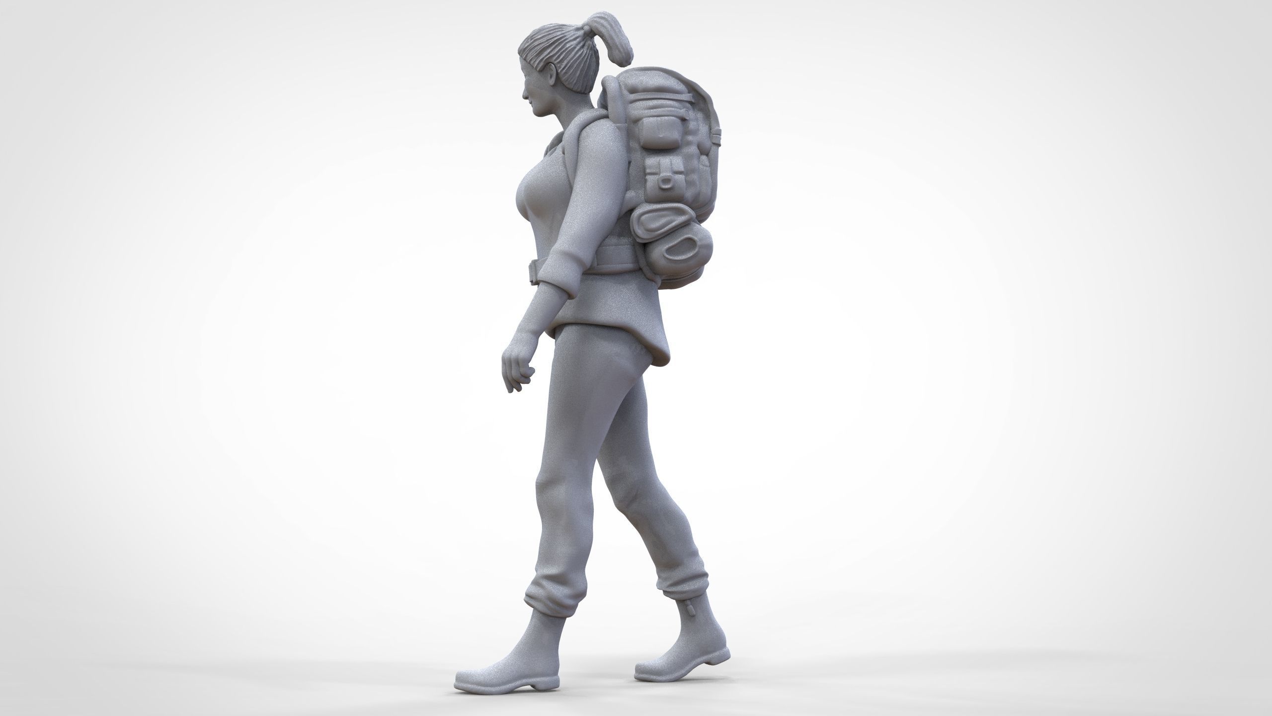 N3 walking Hiker Woman 1 64 Miniature  3D print model_26