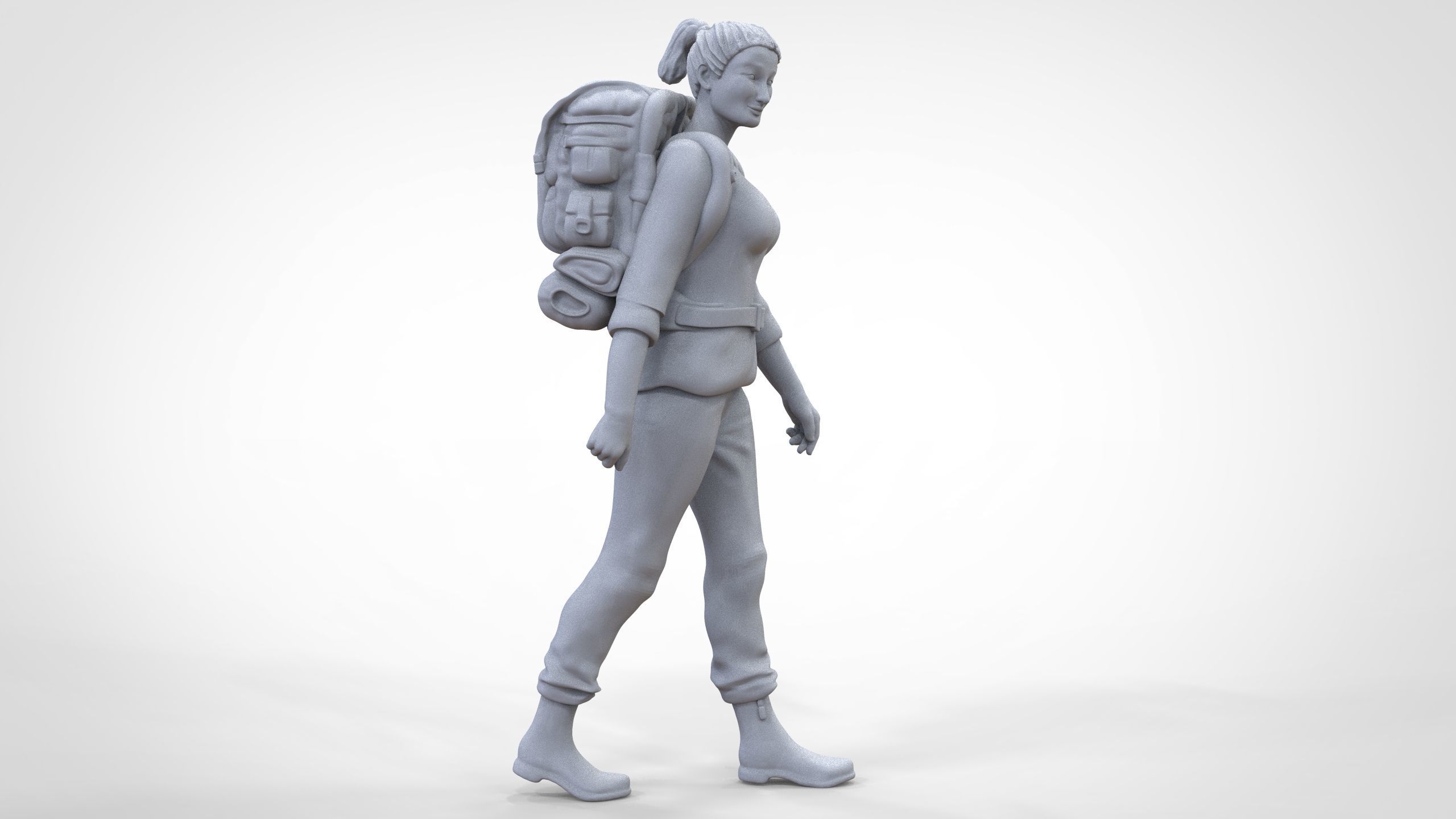 N3 walking Hiker Woman 1 64 Miniature  3D print model_1