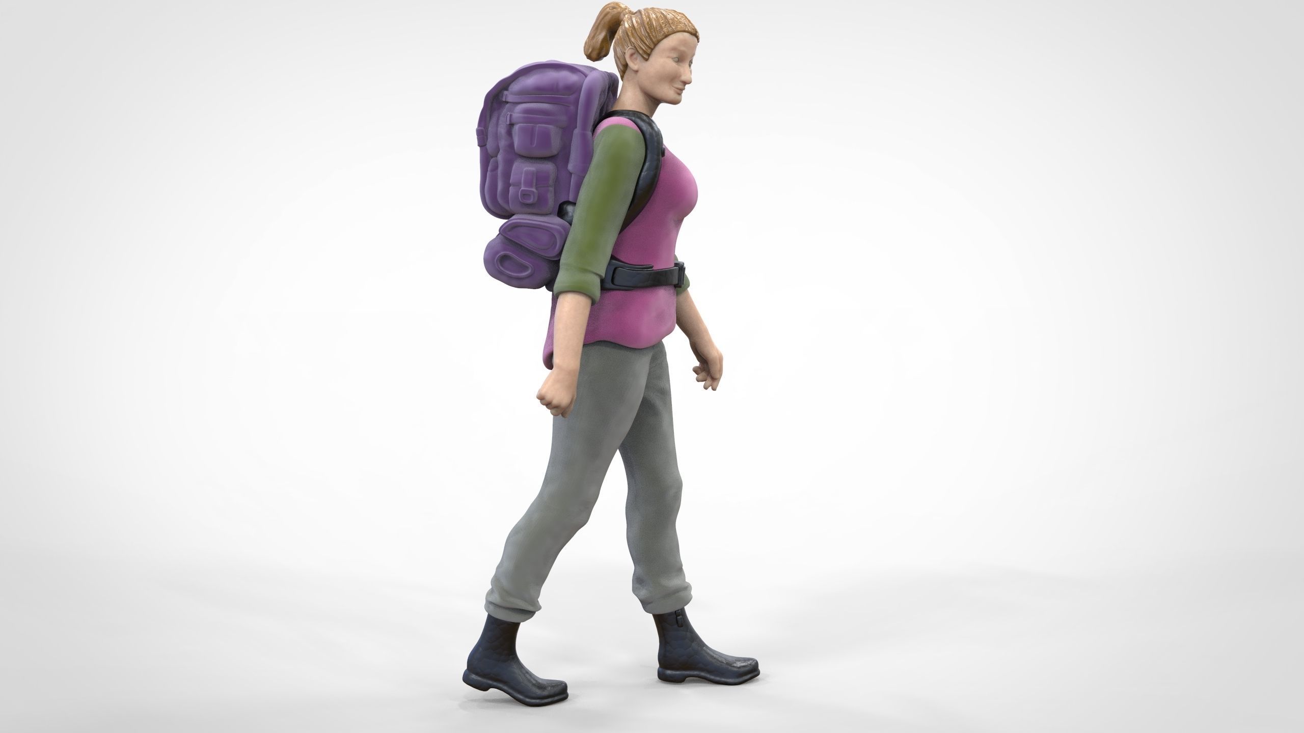N3 walking Hiker Woman 1 64 Miniature  3D print model_19