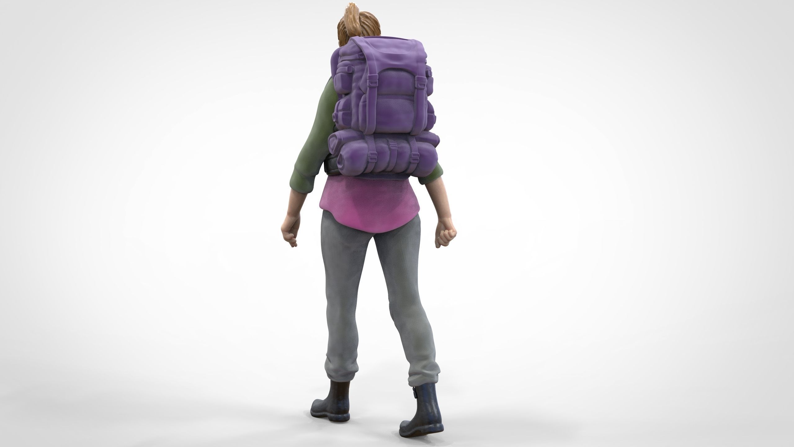 N3 walking Hiker Woman 1 64 Miniature  3D print model_12