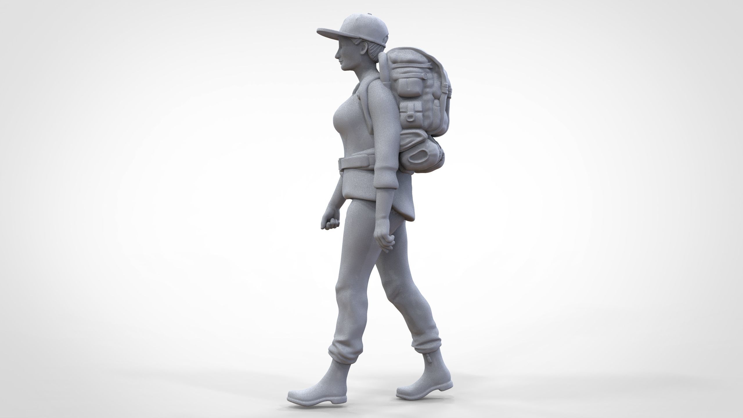 N3 walking Hiker Woman 1 64 Miniature  3D print model_28