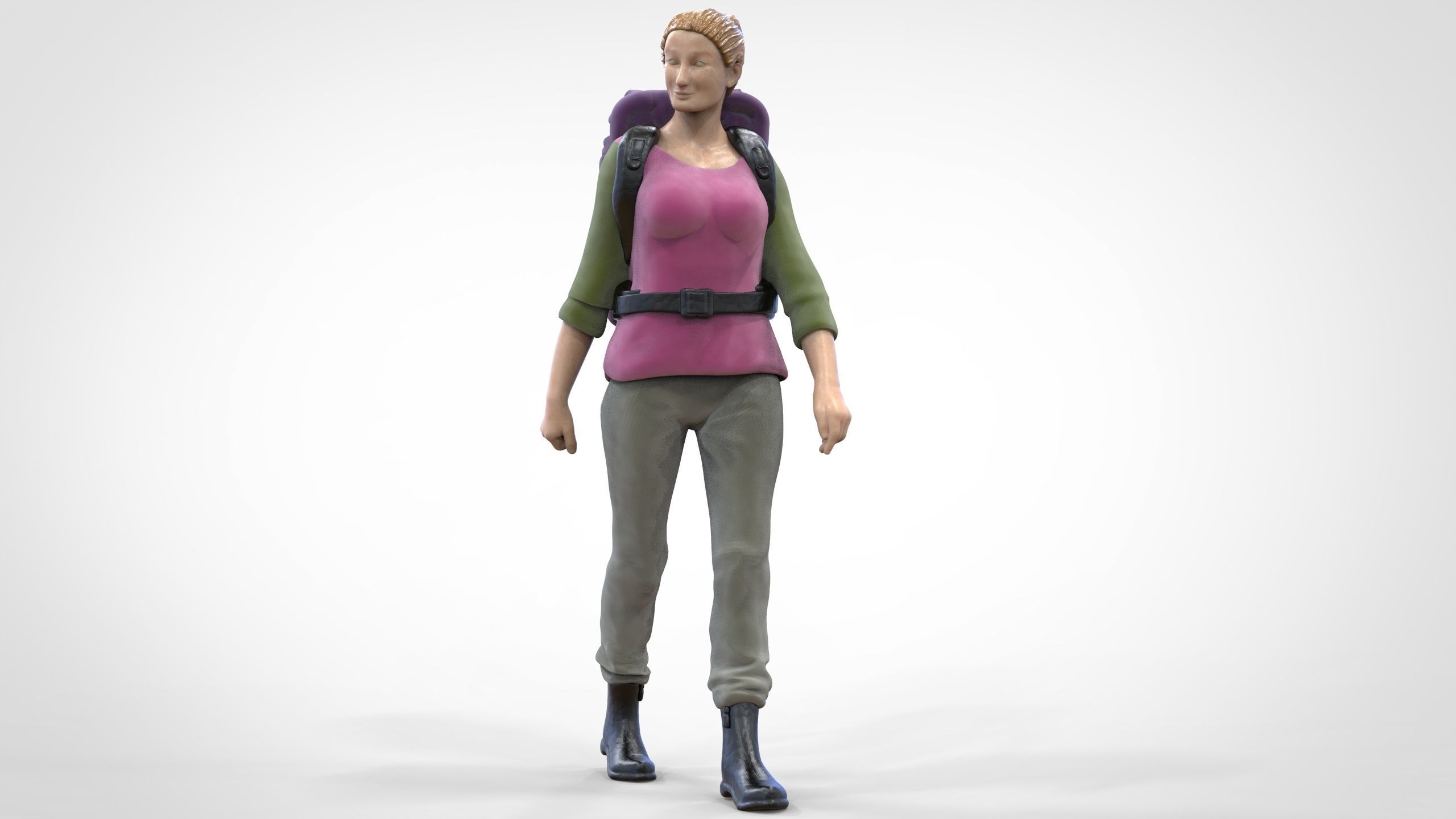 N3 walking Hiker Woman 1 64 Miniature  3D print model_3