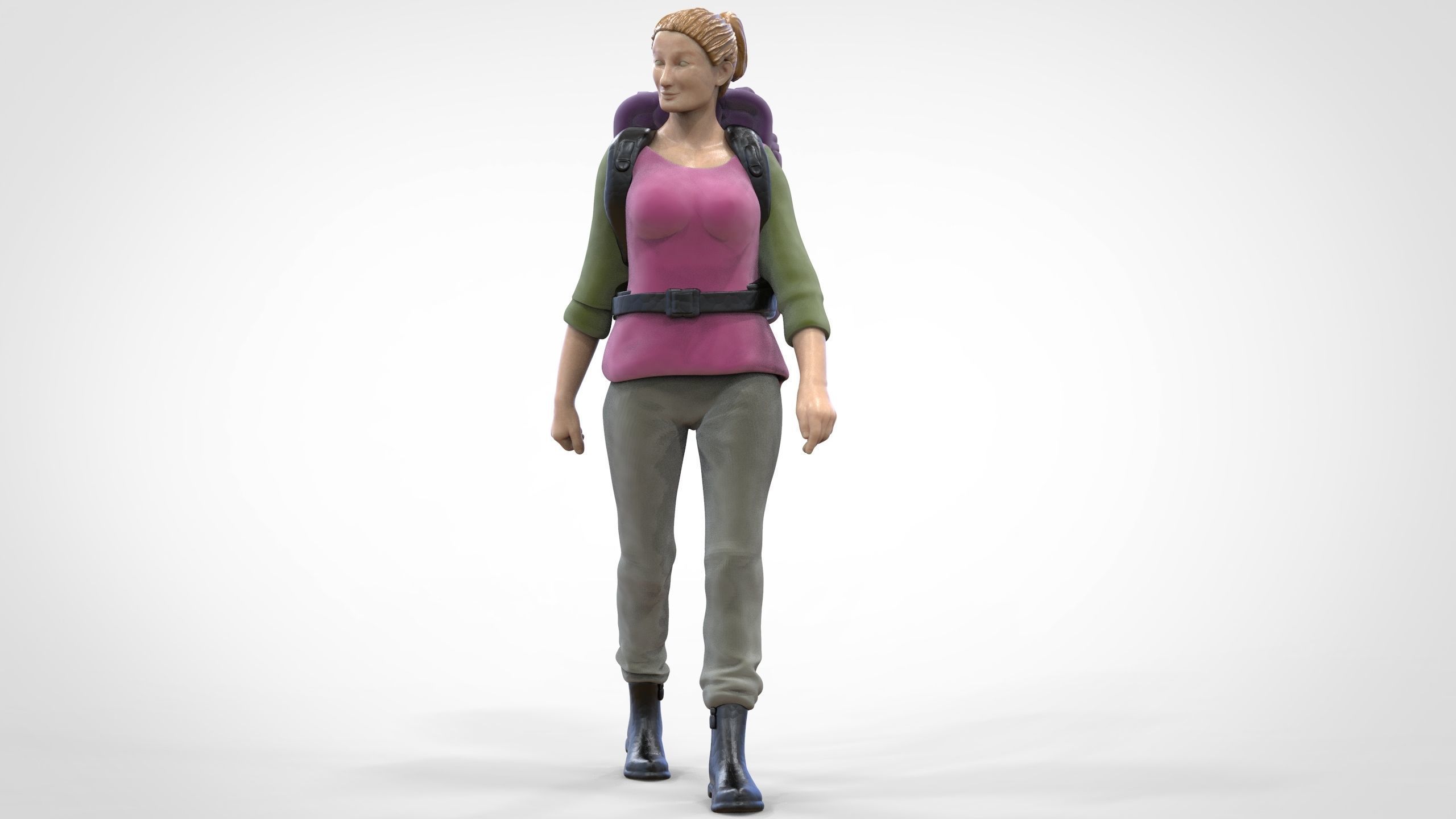 N3 walking Hiker Woman 1 64 Miniature  3D print model_4