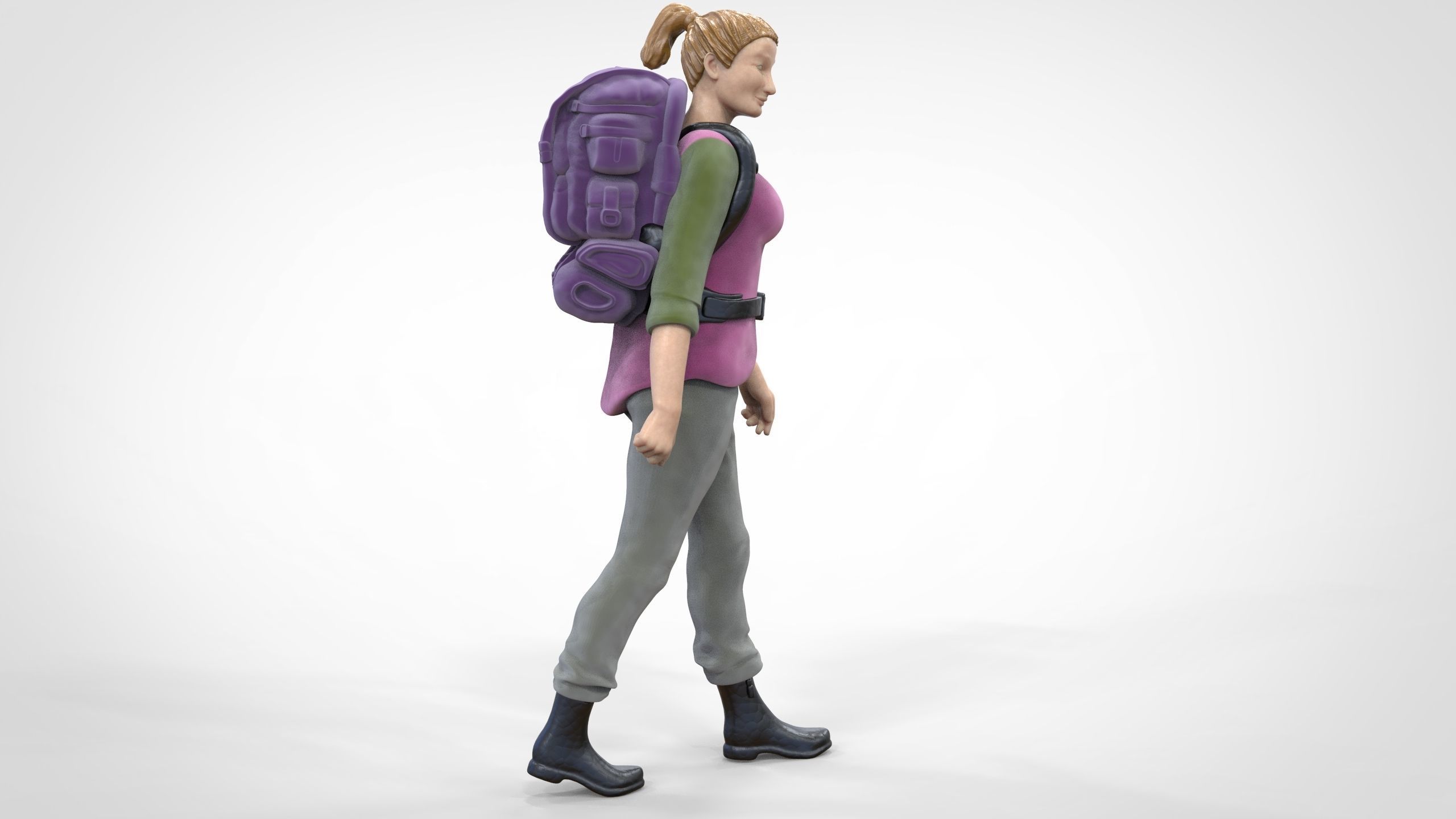 N3 walking Hiker Woman 1 64 Miniature  3D print model_18
