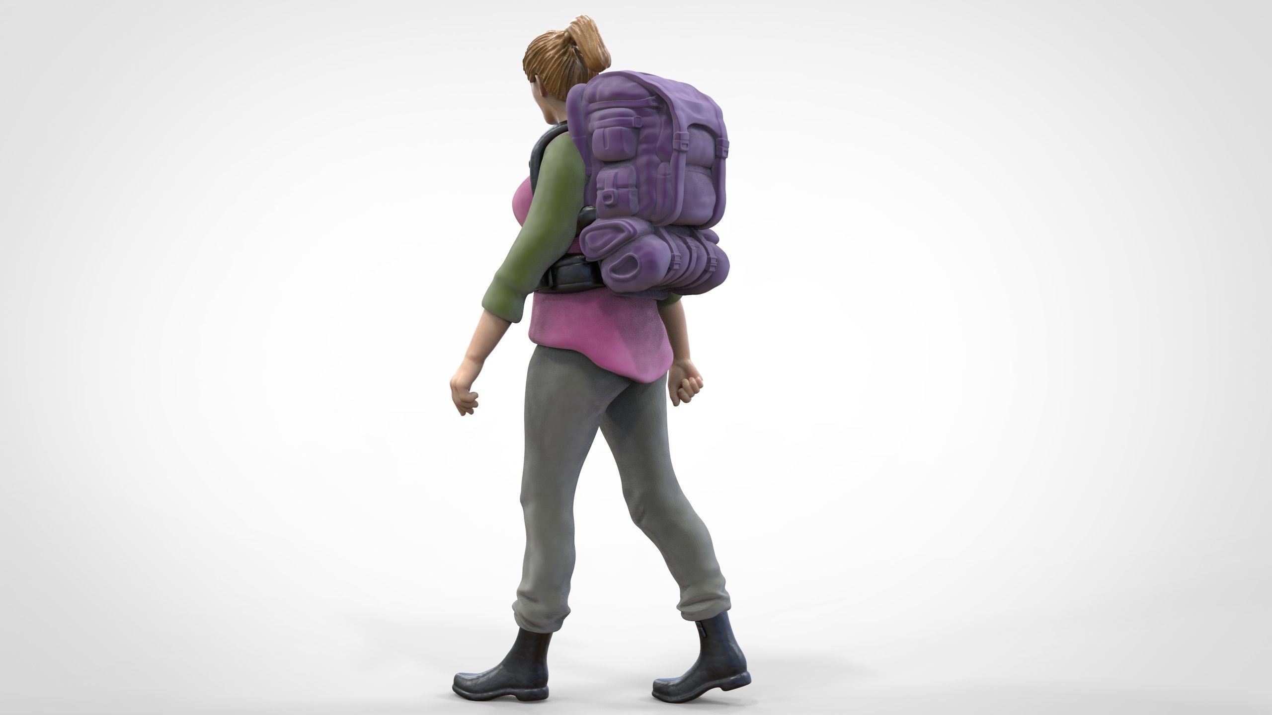N3 walking Hiker Woman 1 64 Miniature  3D print model_10