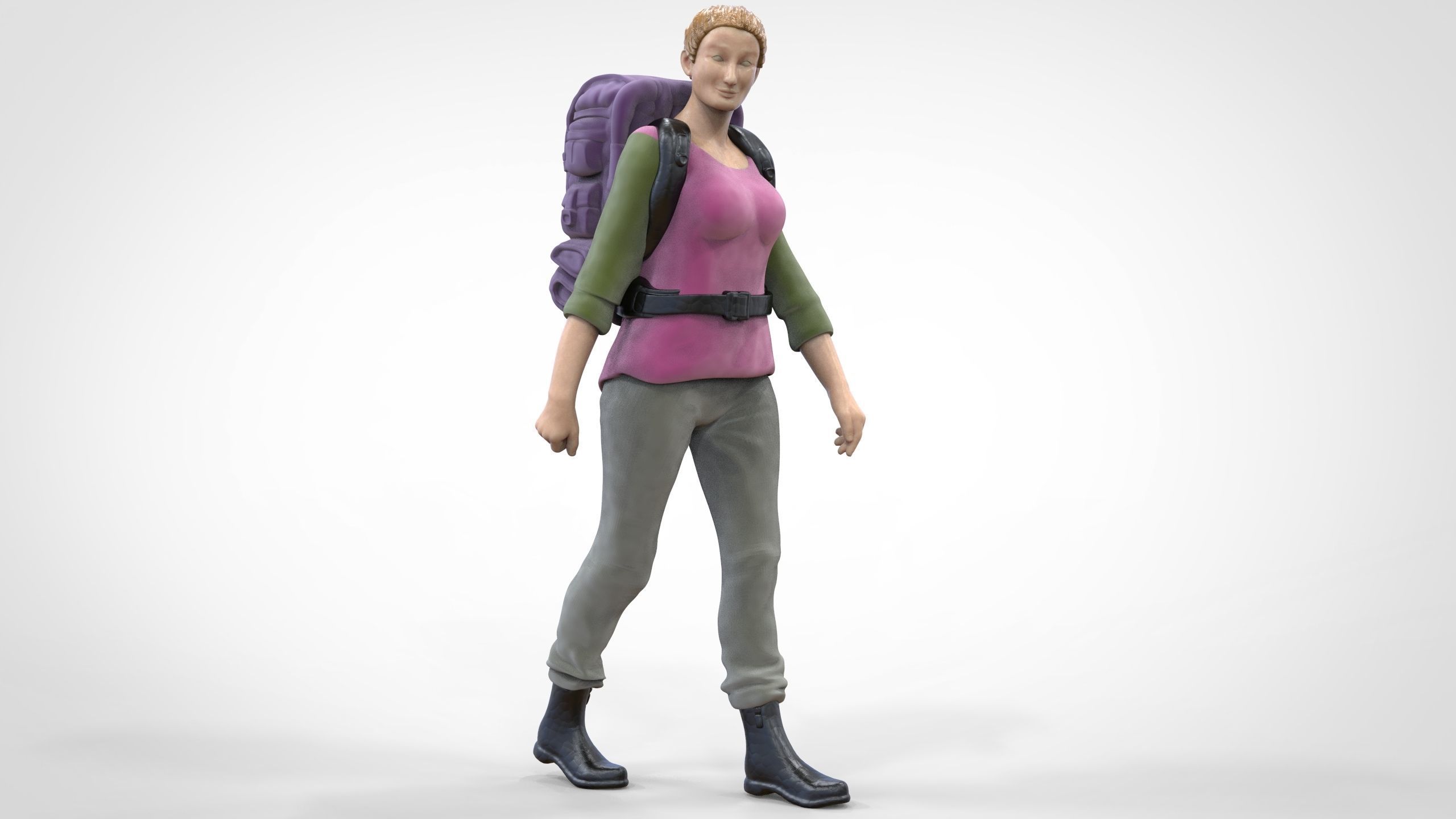 N3 walking Hiker Woman 1 64 Miniature  3D print model_21