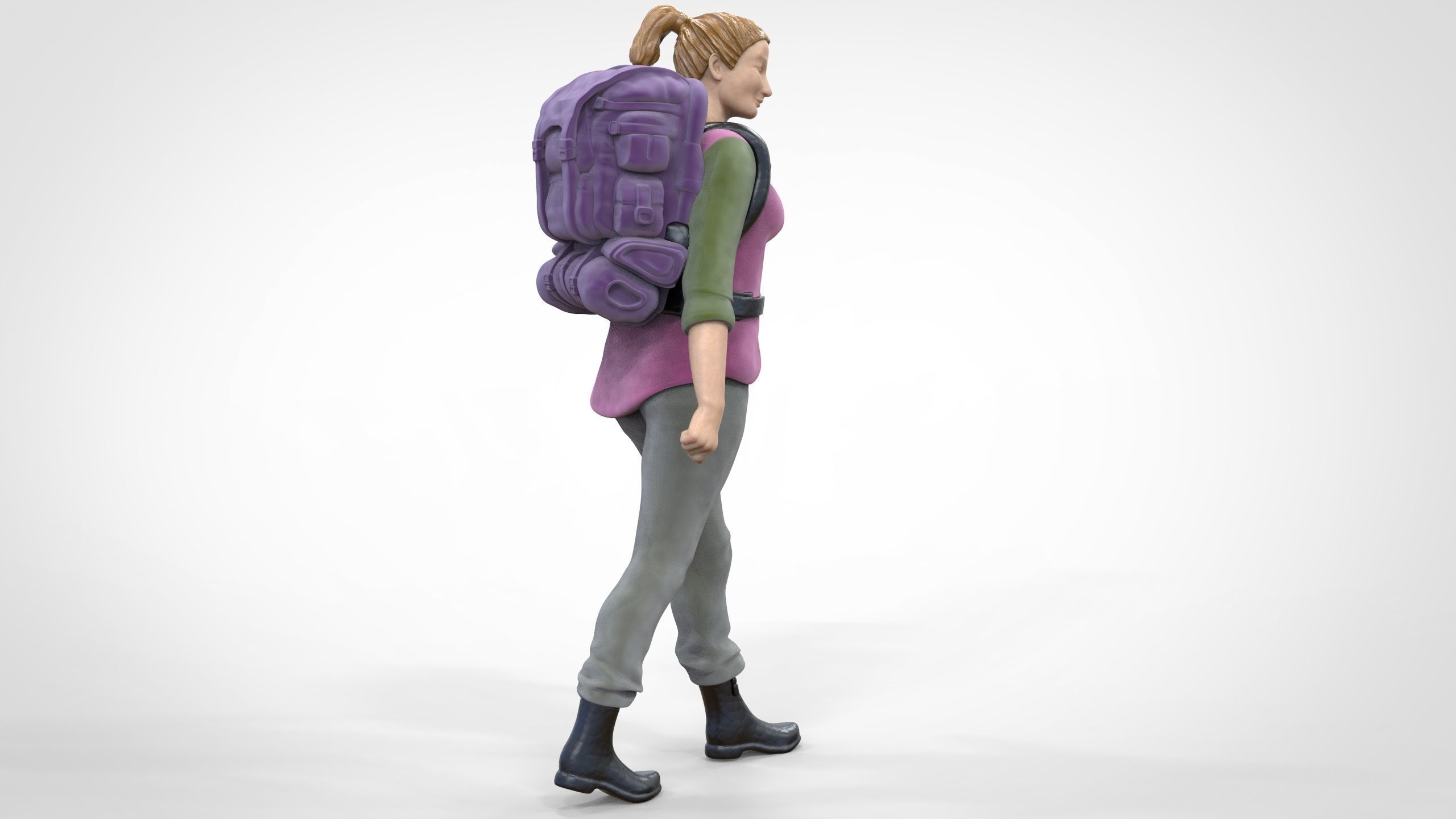 N3 walking Hiker Woman 1 64 Miniature  3D print model_17