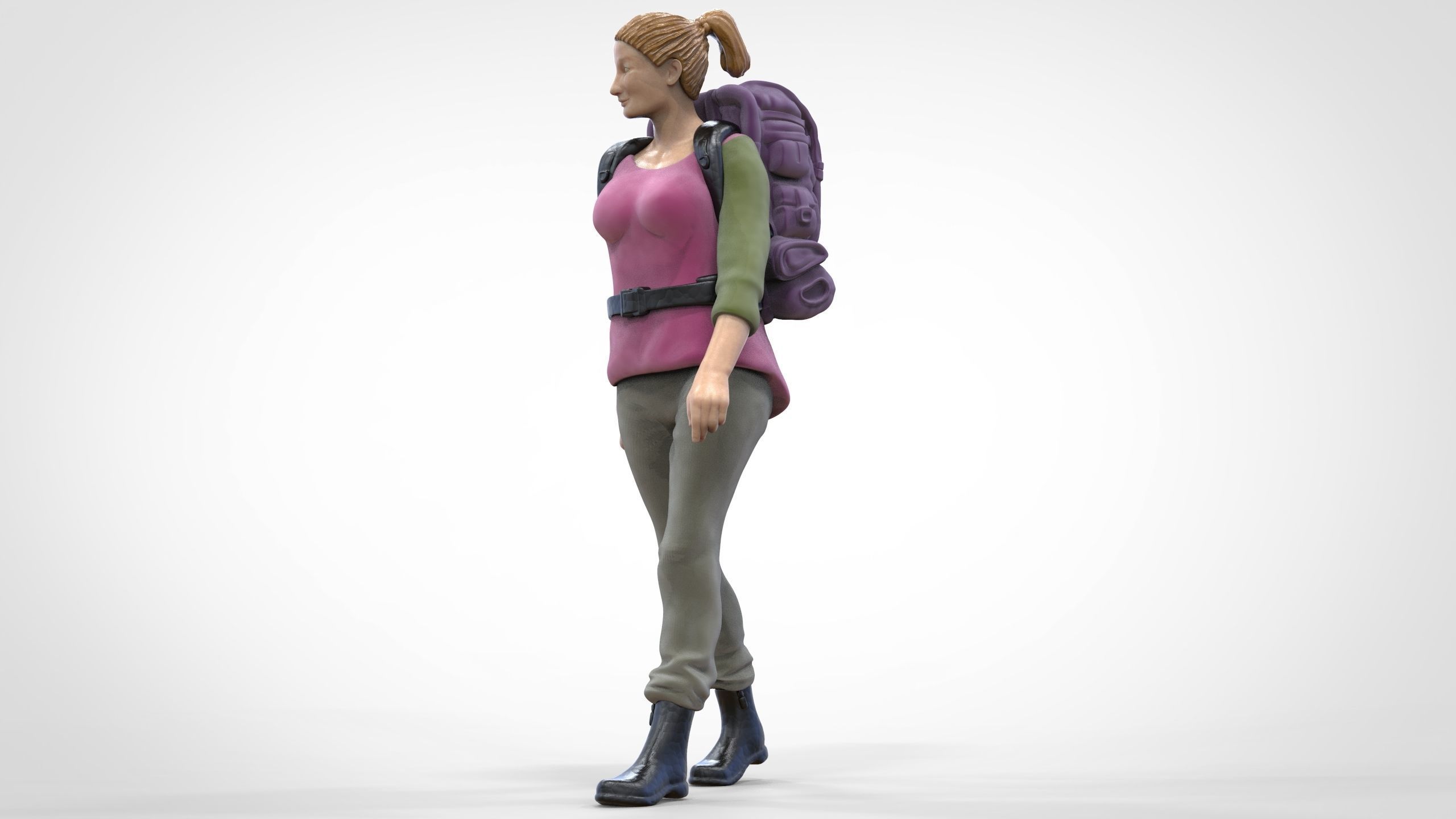 N3 walking Hiker Woman 1 64 Miniature  3D print model_6