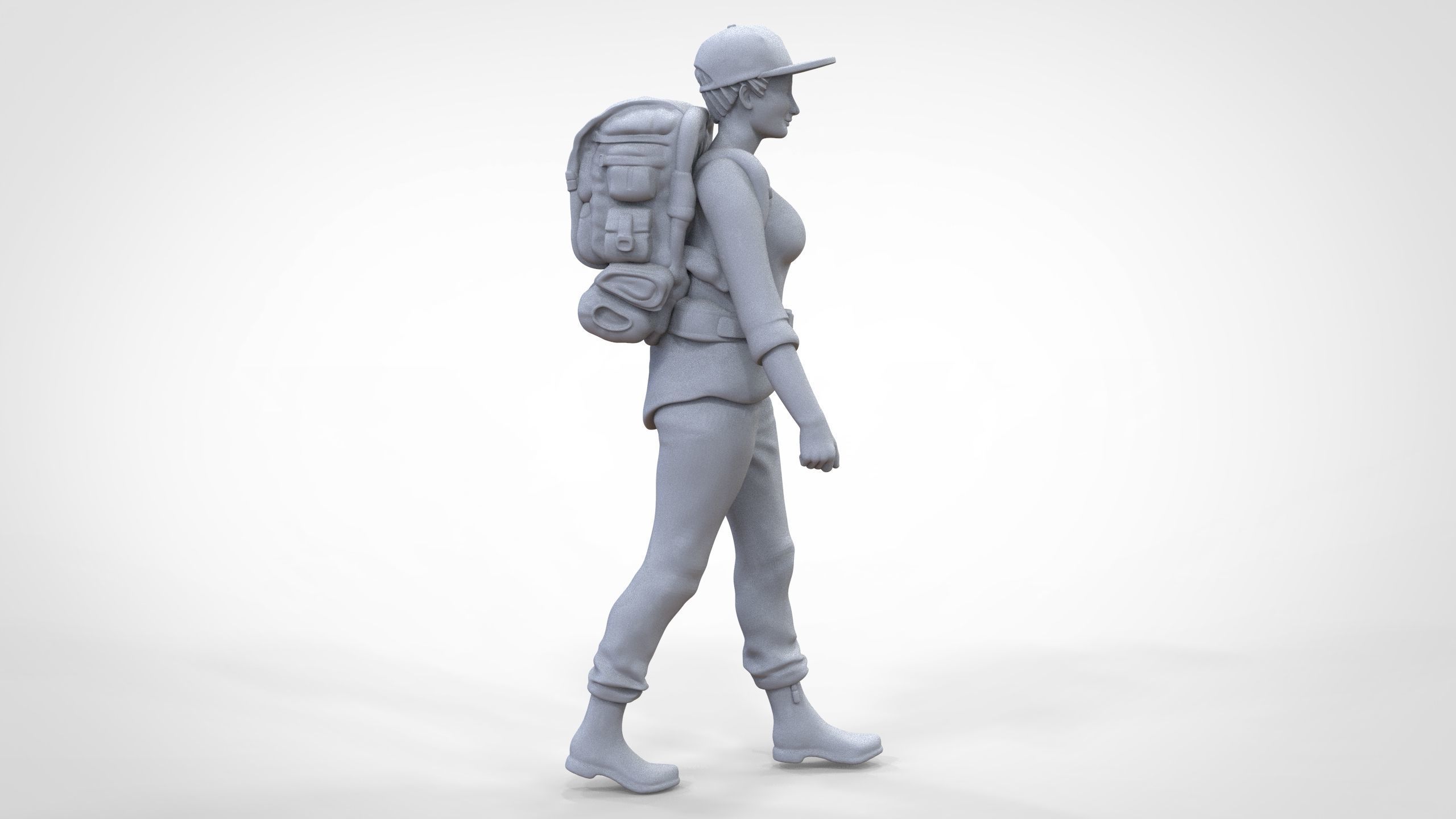N3 walking Hiker Woman 1 64 Miniature  3D print model_27