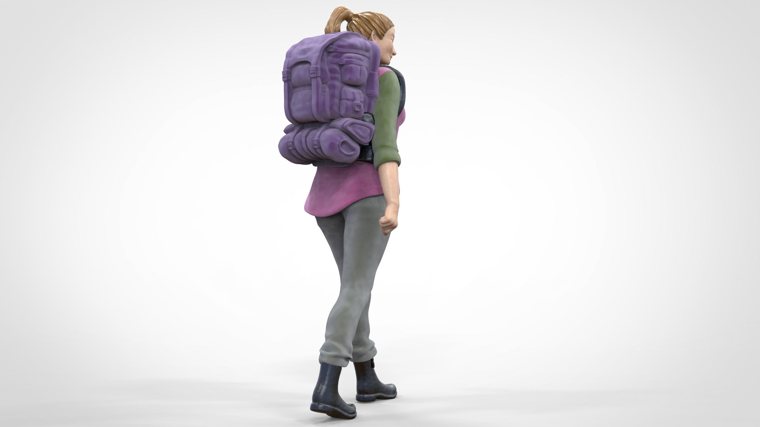 N3 walking Hiker Woman 1 64 Miniature  3D print model_16