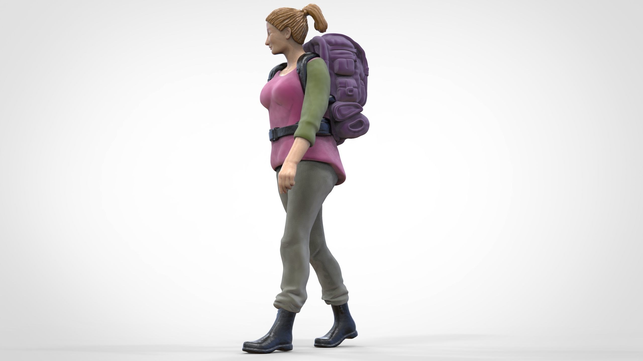 N3 walking Hiker Woman 1 64 Miniature  3D print model_7