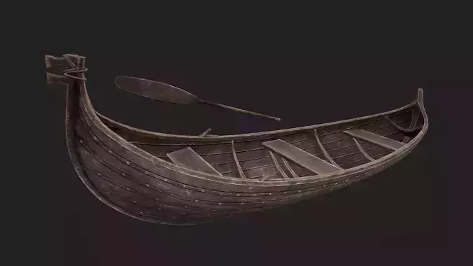 Viking Wooden Boat and Oar Game-Ready