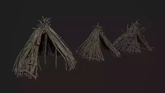 Viking Shelters Set Game-Ready