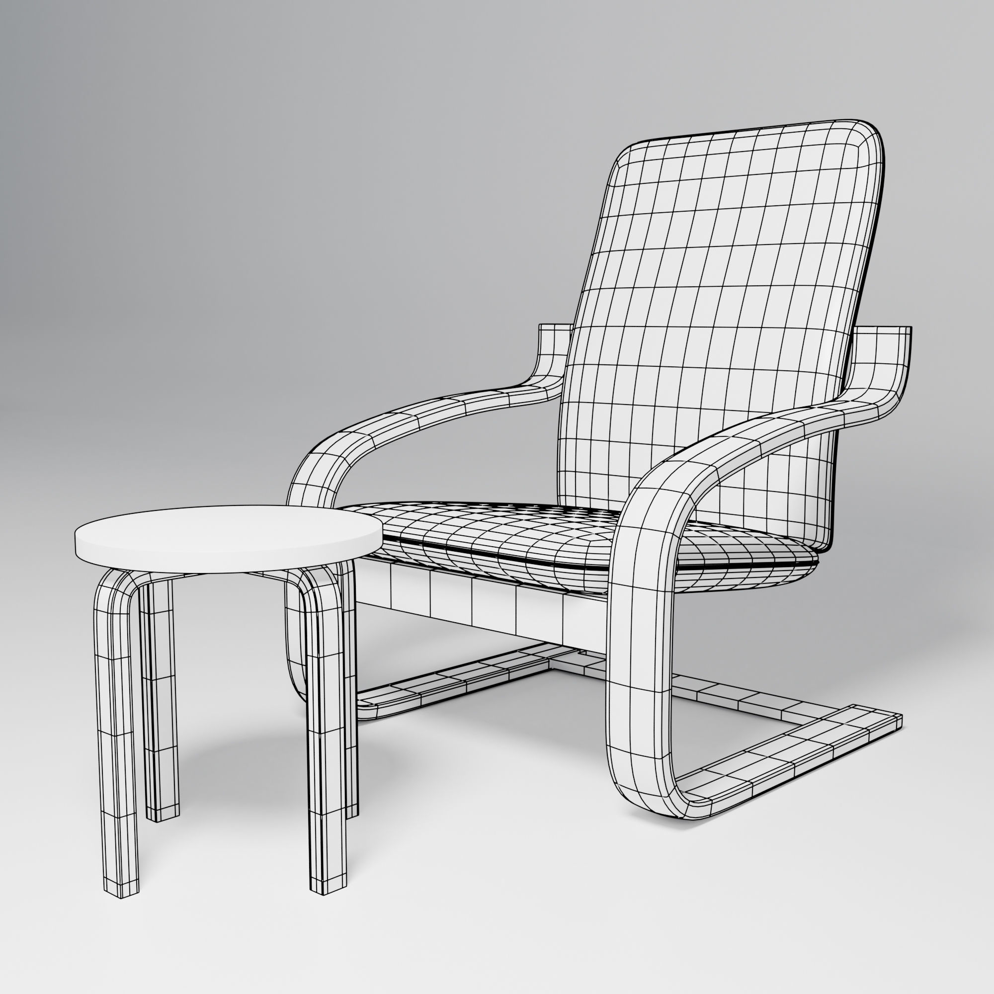small lounge Low-poly 3D model_1