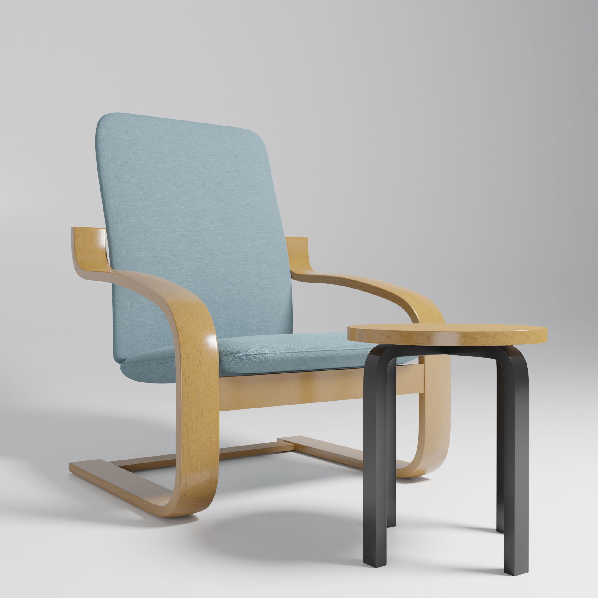 small lounge Low-poly 3D model_2