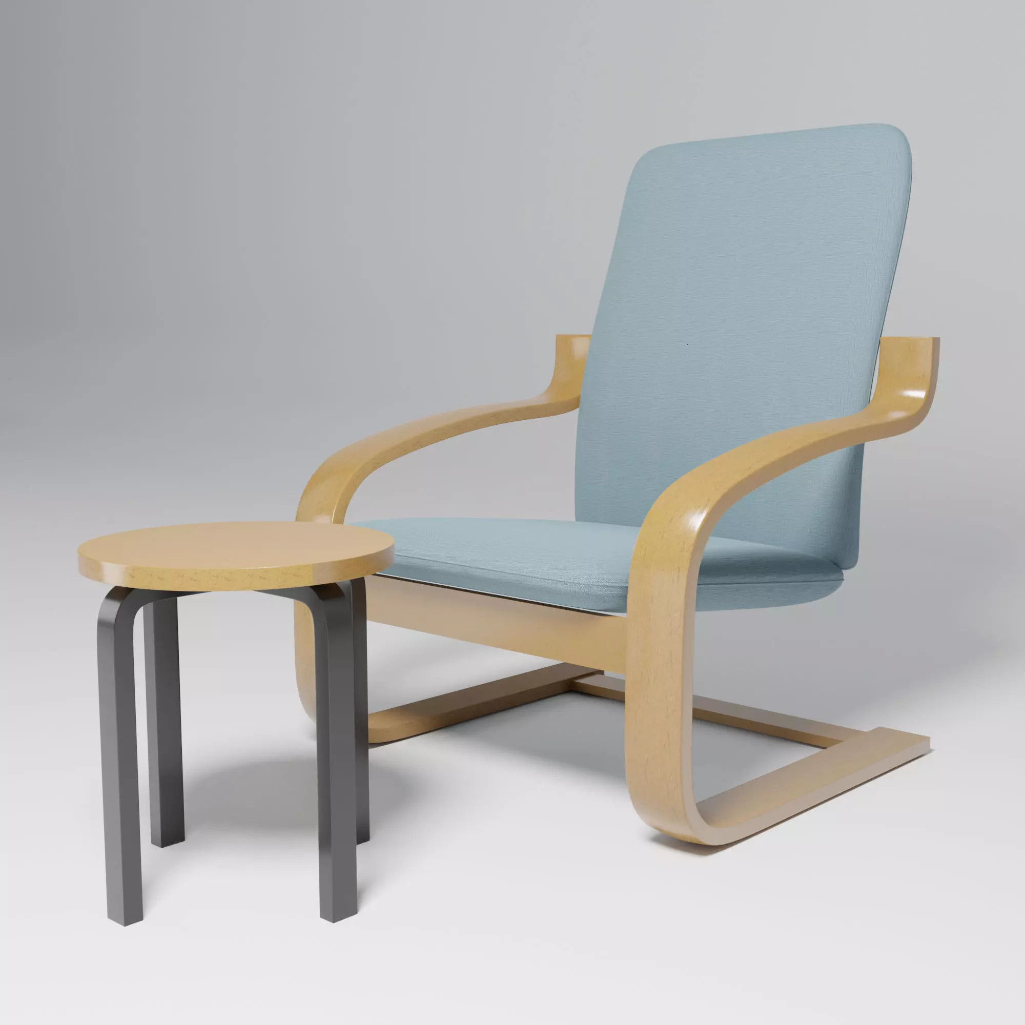 small lounge Low-poly 3D model_0