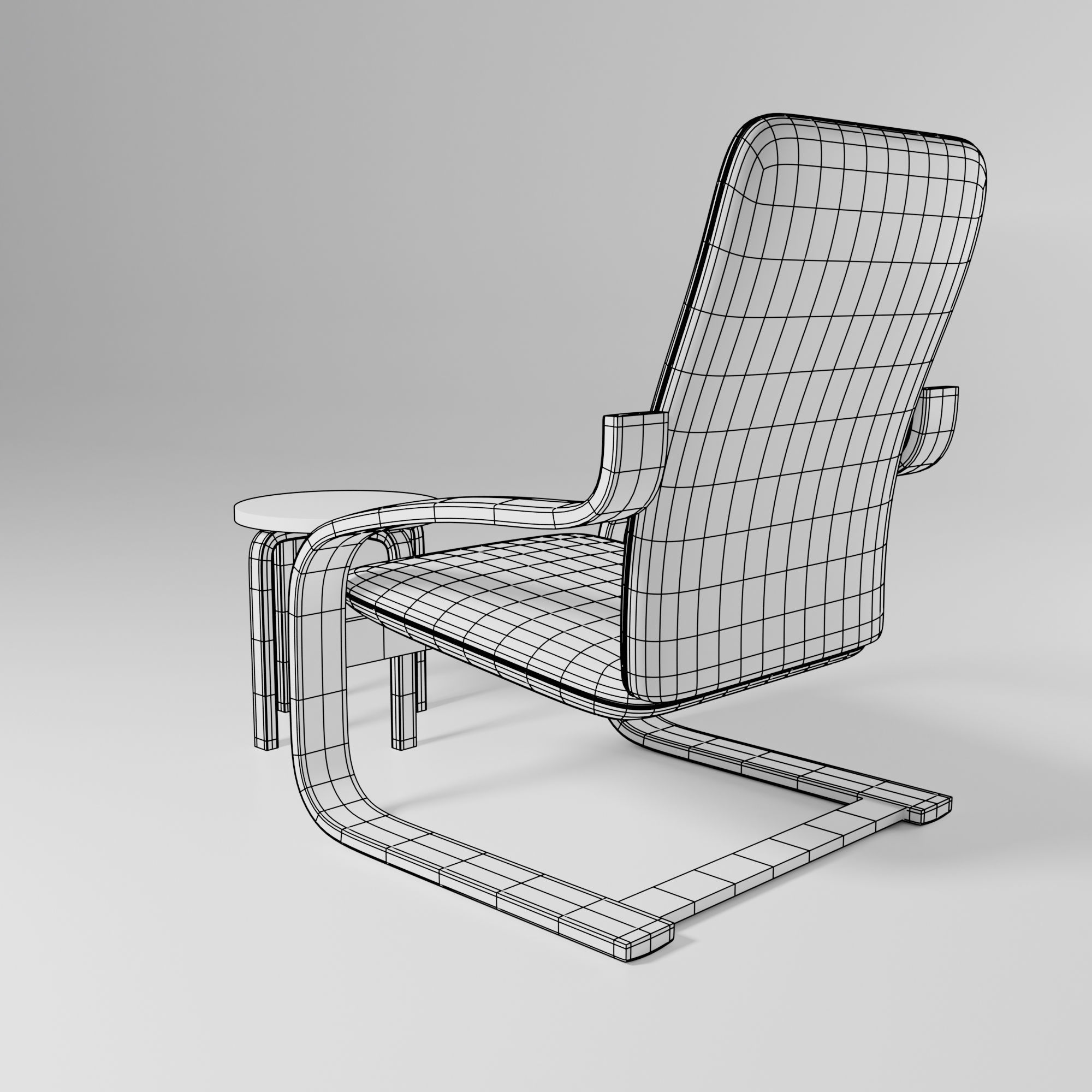 small lounge Low-poly 3D model_3