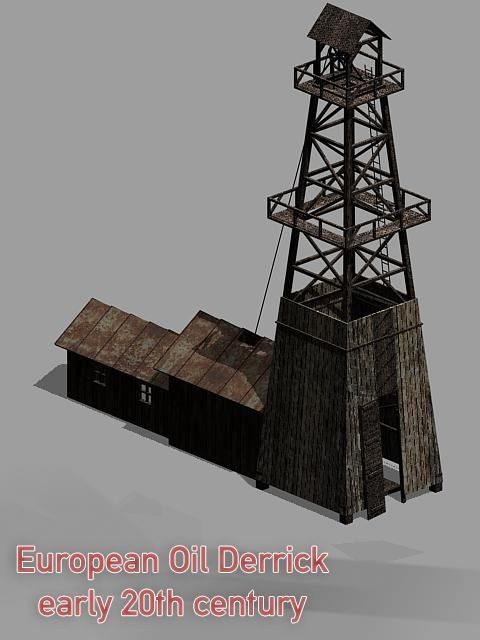 European Oil Derrick - early 20th century style 3D model_2