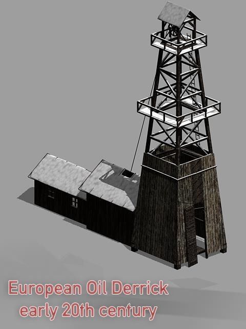 European Oil Derrick - early 20th century style 3D model_3